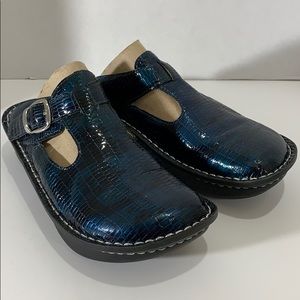ALEGRIA Donna Blue Tile Leather Clog/Mule Size 37